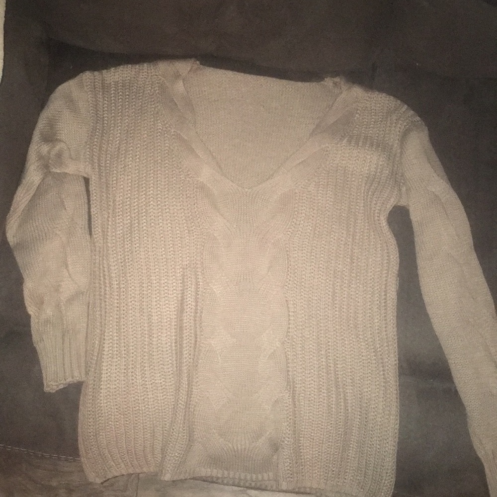 Scoop neck off the shoulder sweater